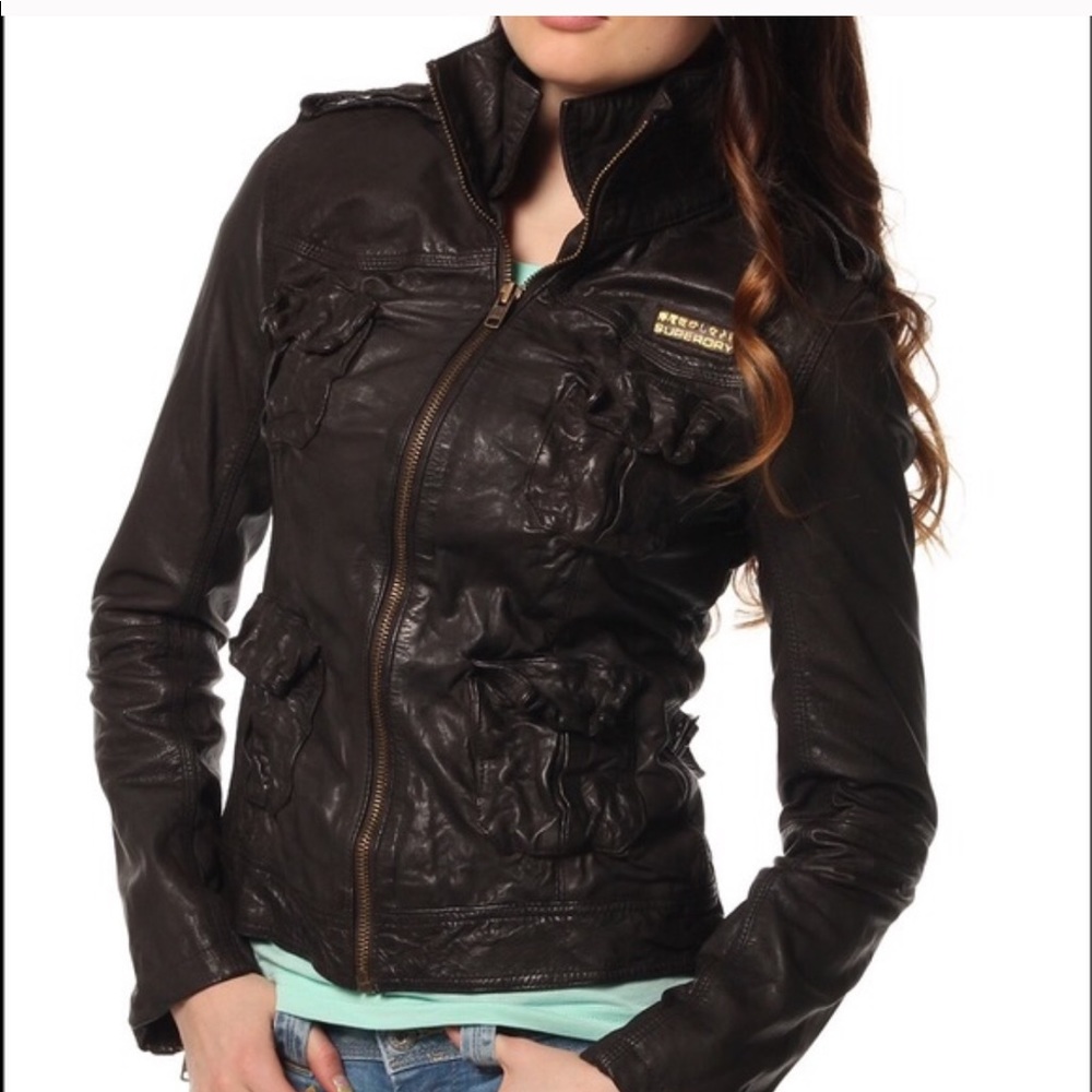 Superdry genuine leather jacket NWOT